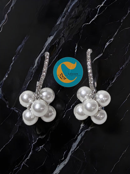 Pearl Cluster Elegance Drop Earrings