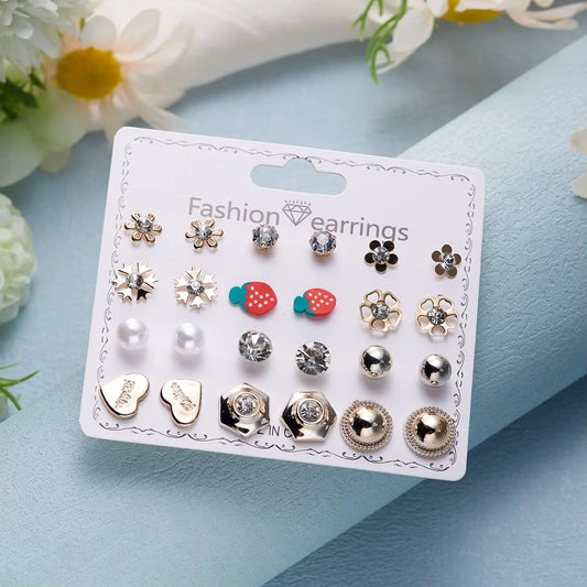 Tiny Stud Earrings 12 Pairs