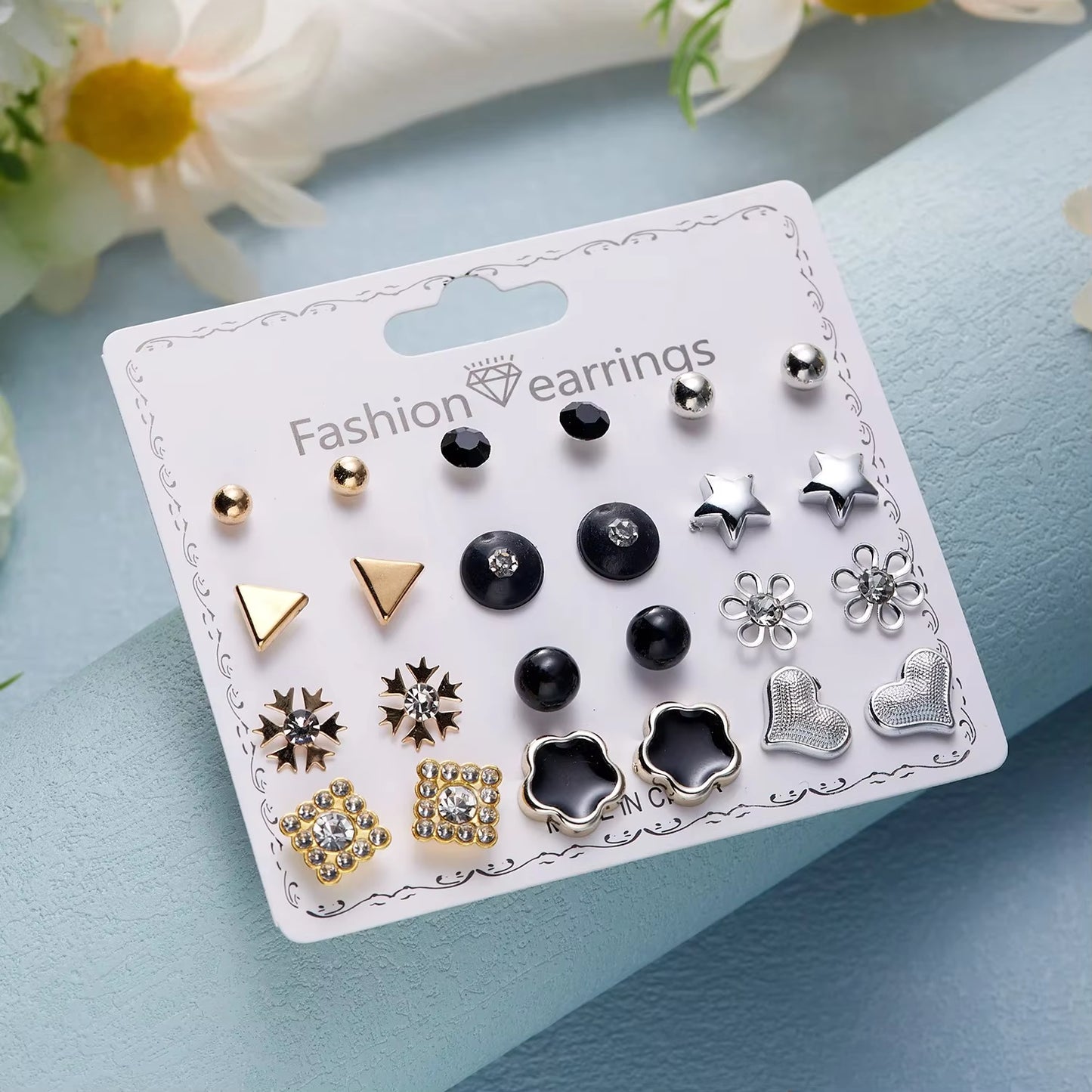 Tiny Stud Earrings 12 Pairs