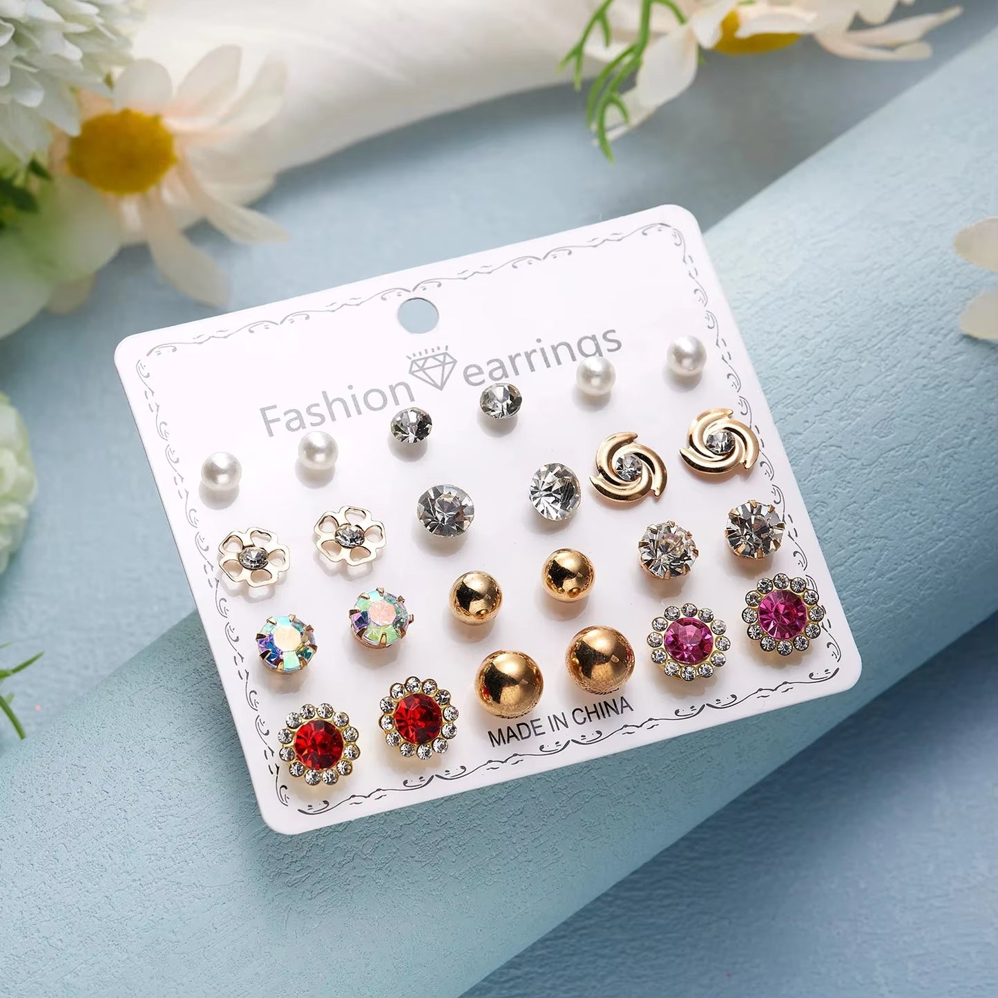 Tiny Stud Earrings 12 Pairs