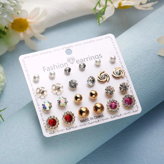 Tiny Stud Earrings 12 Pairs