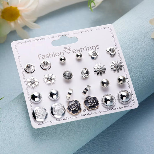 Tiny Stud Earrings 12 Pairs