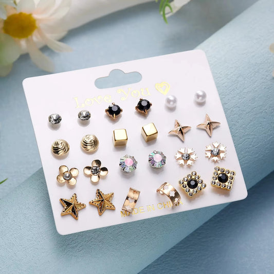 Tiny Stud Earrings 12 Pairs