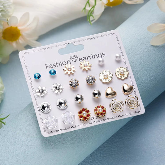 Tiny Stud Earrings 12 Pairs