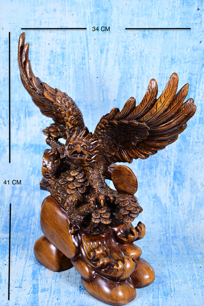 Majestic Eagle of Victory | 40cm Faux Wood Resin Sculpture