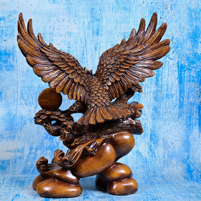 Majestic Eagle of Victory | 40cm Faux Wood Resin Sculpture