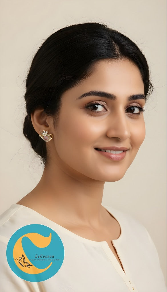 Blush Petal American Diamond Stud Earrings