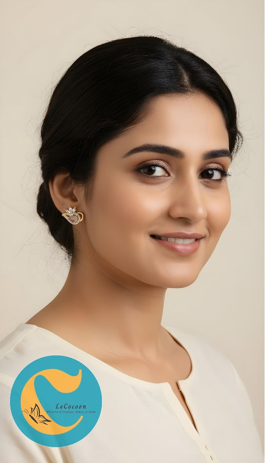 Blush Petal American Diamond Stud Earrings