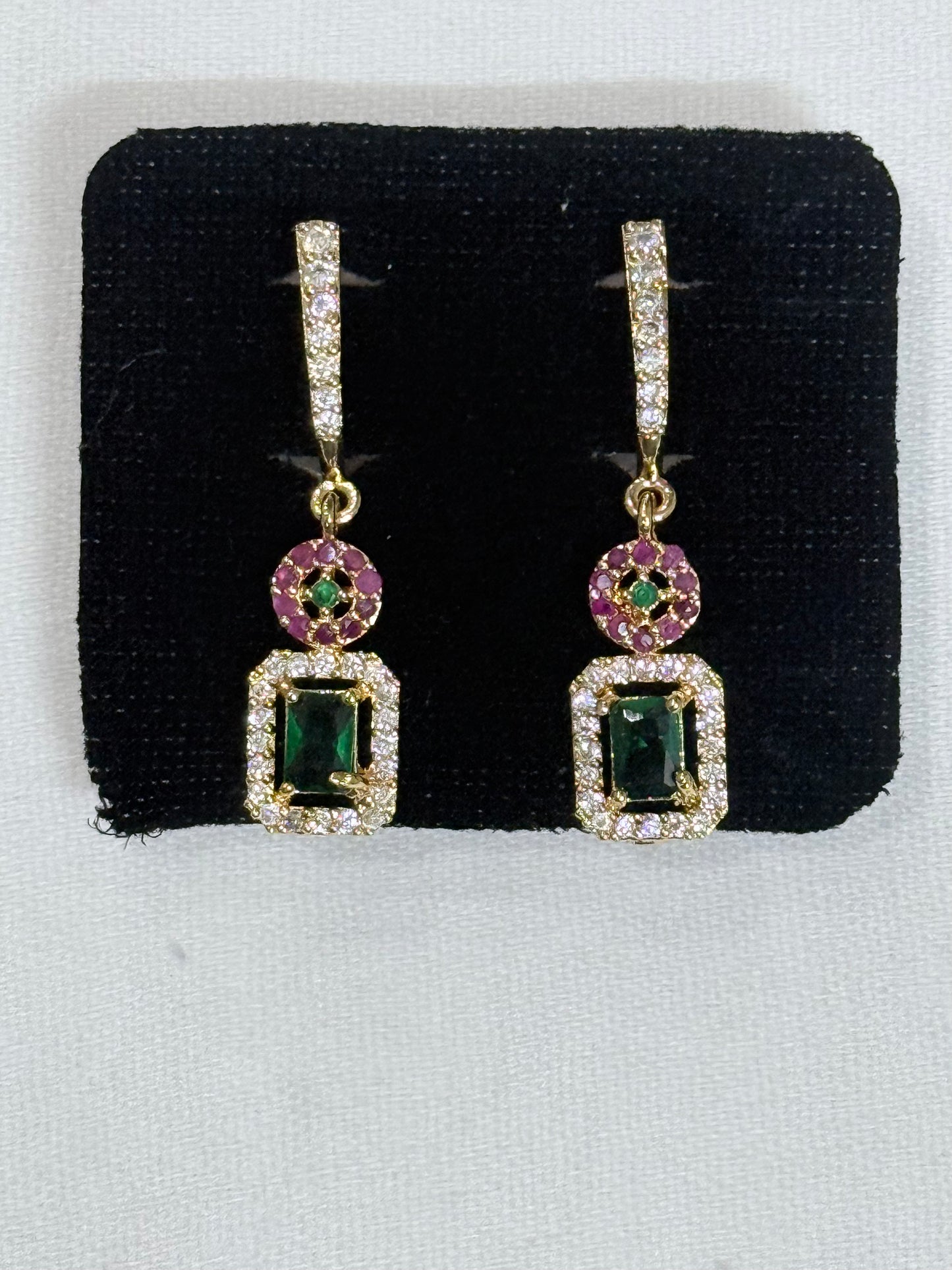 Dual-Tone Green & Pink Rectangular Drops