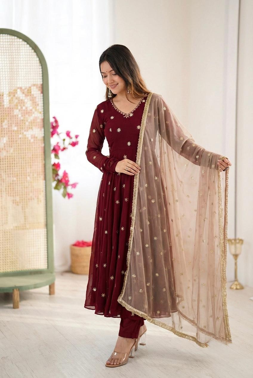 Noor Flare Embroidered Anarkali Set with Dupatta