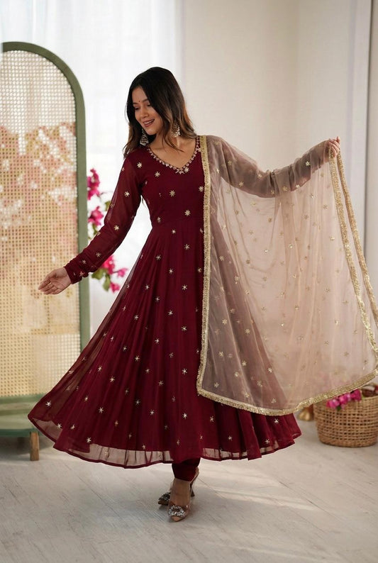 Noor Flare Embroidered Anarkali Set with Dupatta