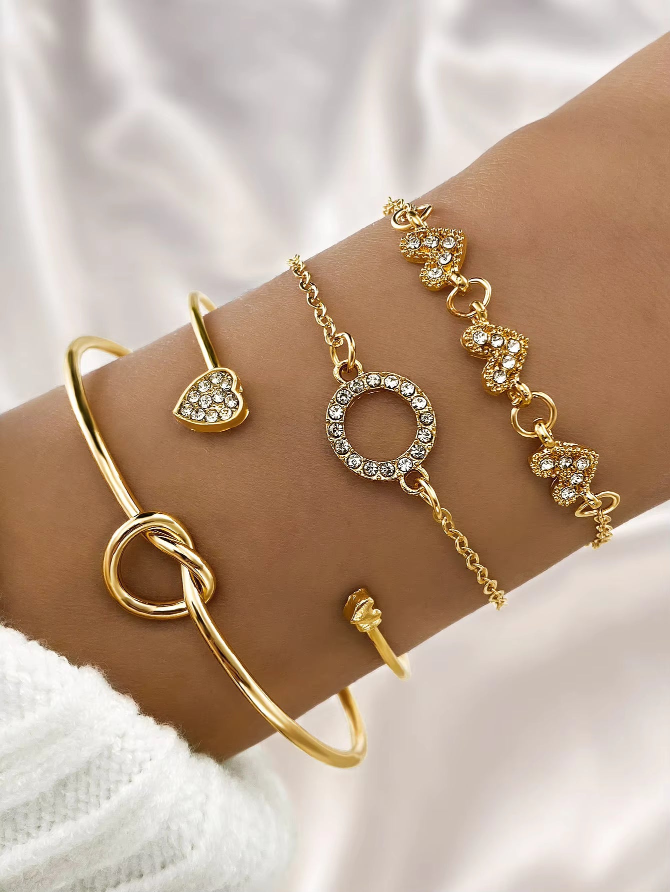 Open Bangle Bracelet Set Gold Silver