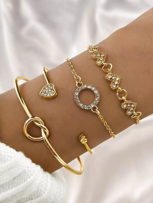 Open Bangle Bracelet Set Gold Silver