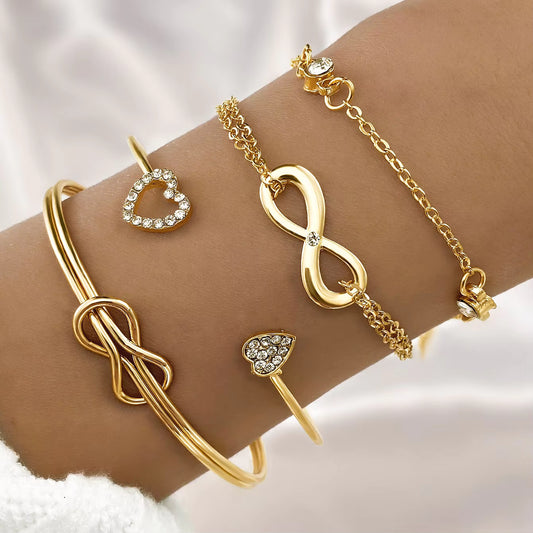 Open Bangle Bracelet Set Gold Silver