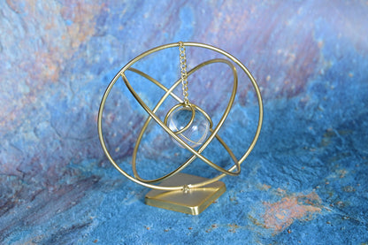 Golden Orb Décor with Crystal Core – Modern Geometric Artpiece