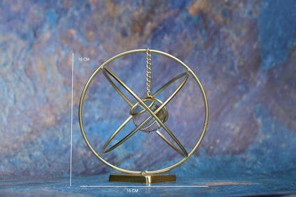 Golden Orb Décor with Crystal Core – Modern Geometric Artpiece