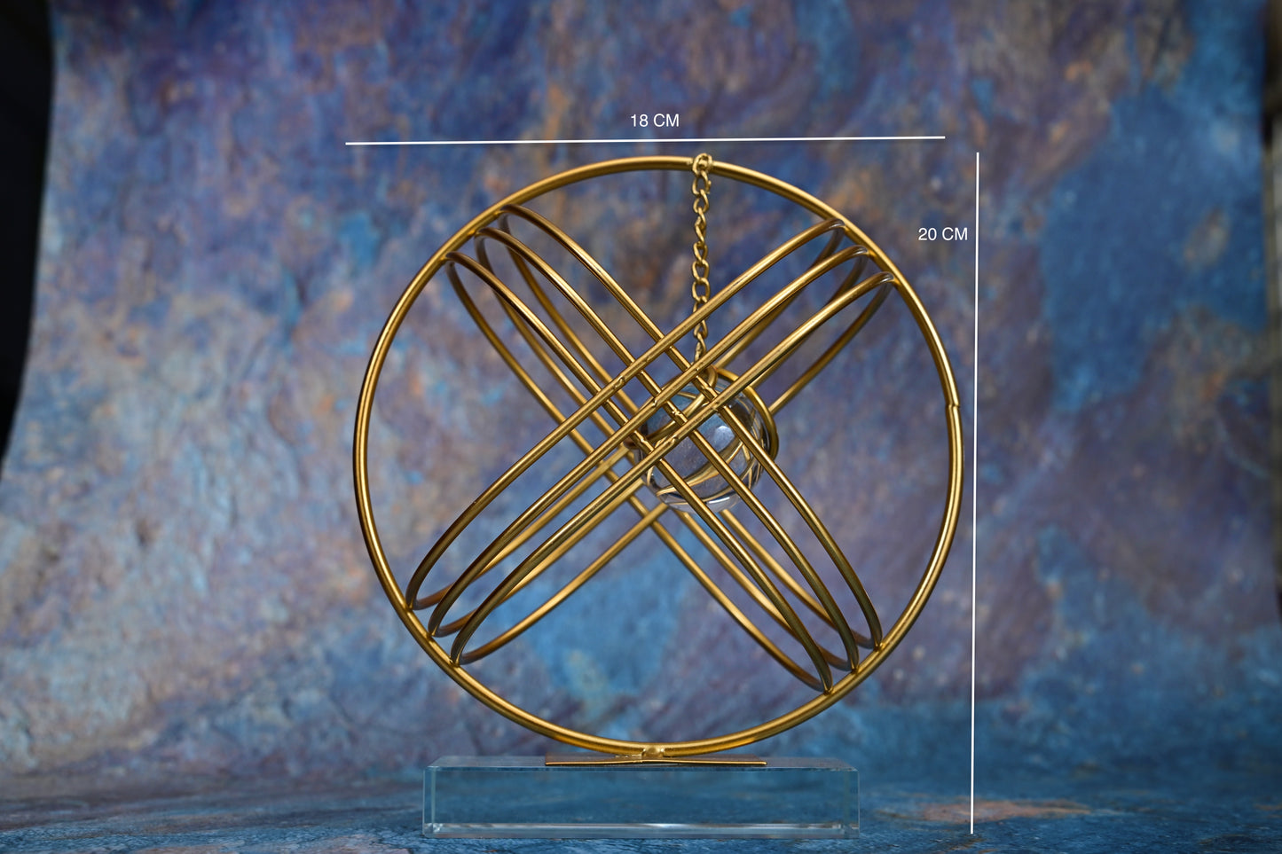 Golden Orbit Harmony – Crystal Suspension Sculpture