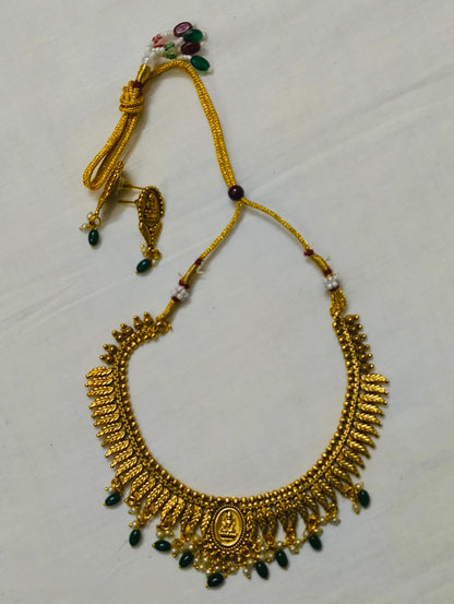 Lakshmi Pendant Necklace Set with Earrings