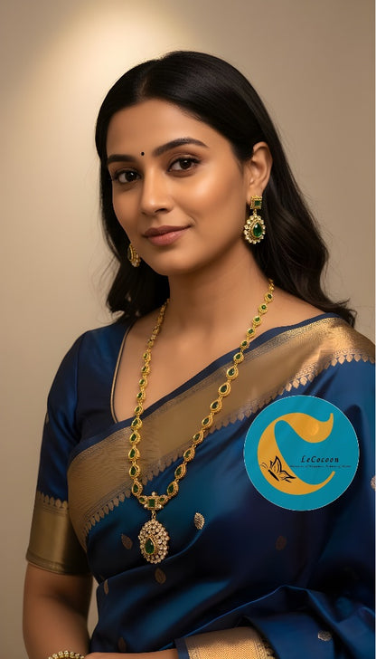 Green Pear Drop Stone Necklace Set with Earrings