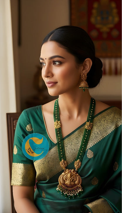 Green Bead Lakshmi Temple Haaram Set