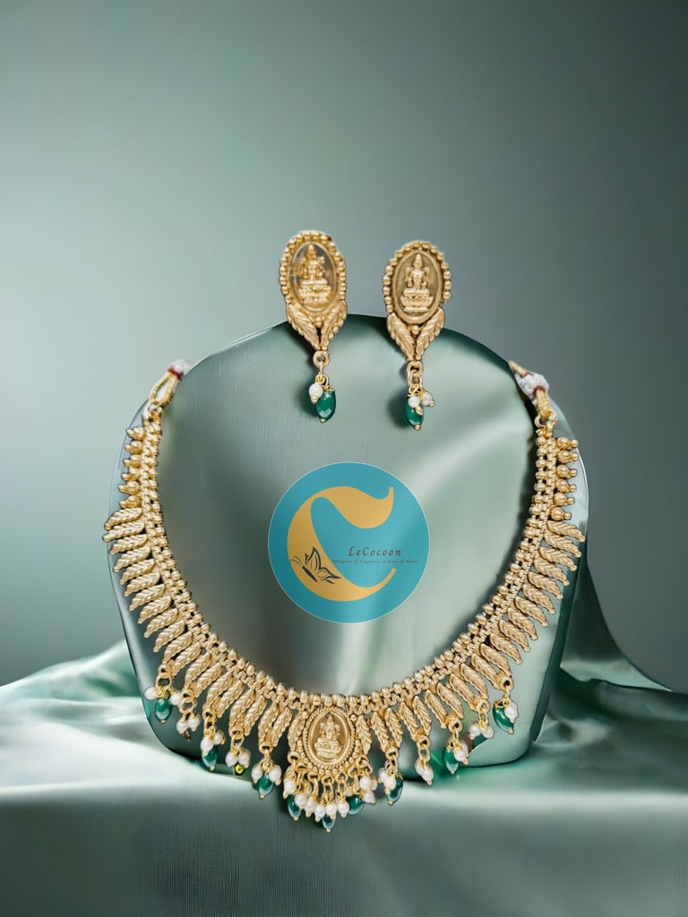 Lakshmi Pendant Necklace Set with Earrings