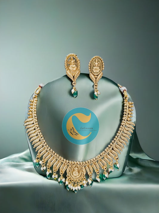 Lakshmi Pendant Necklace Set with Earrings