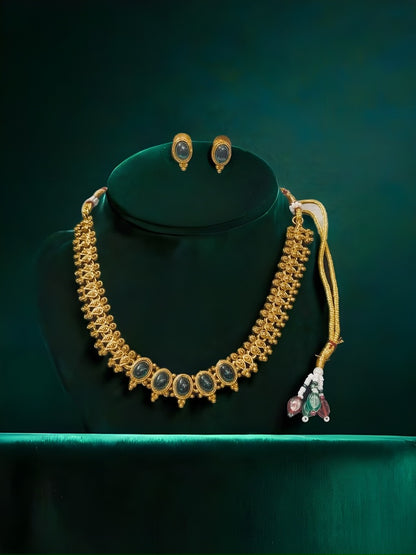 Antique Green Stone Necklace Set