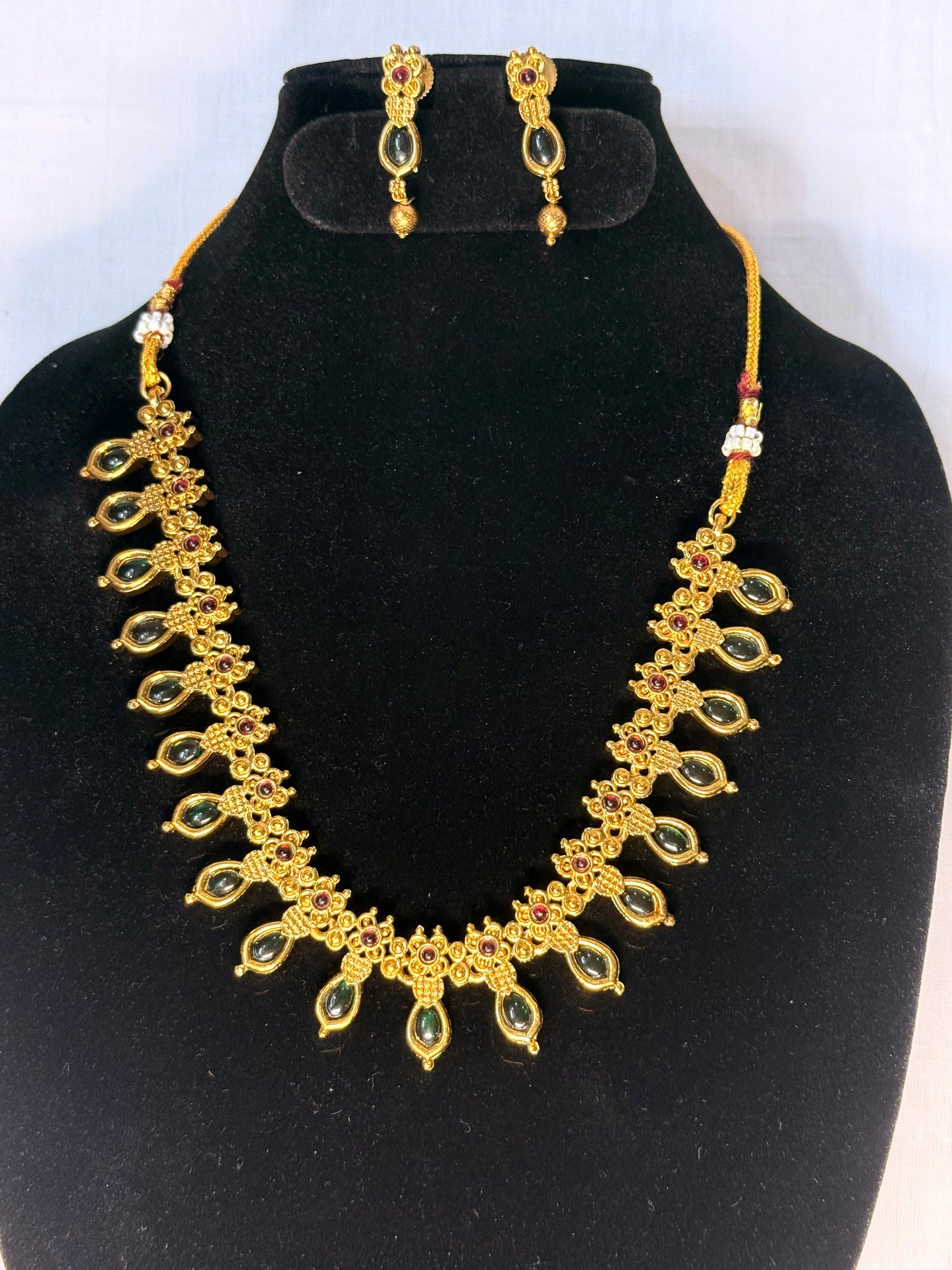 Necklace Set  Green Stone