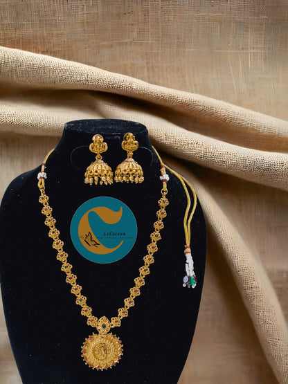 Coin Pendant Necklace with Jhumka Earrings