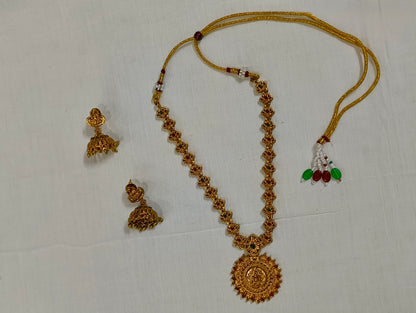 Coin Pendant Necklace with Jhumka Earrings