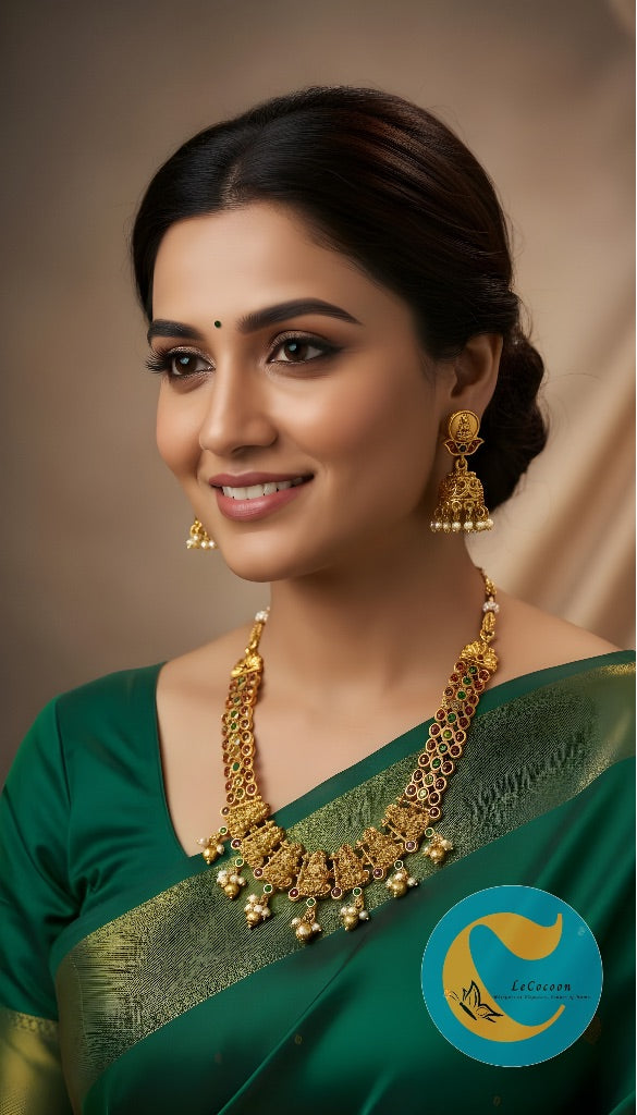 Multi-Coloured Kemp Stone Temple Necklace Set