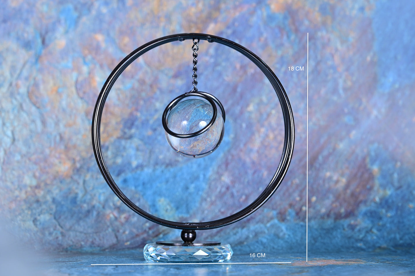 Black Cosmic Orbit Table Decor – Hanging Crystal Sphere Accent