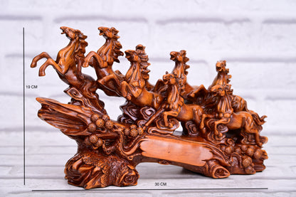 7 Galloping Horses – Wood Finish Showpiece