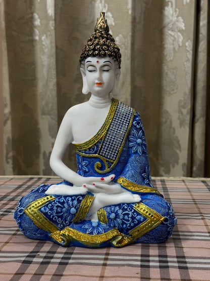 Sapphire Serenity – Buddha in Blue & Gold (27 cm)