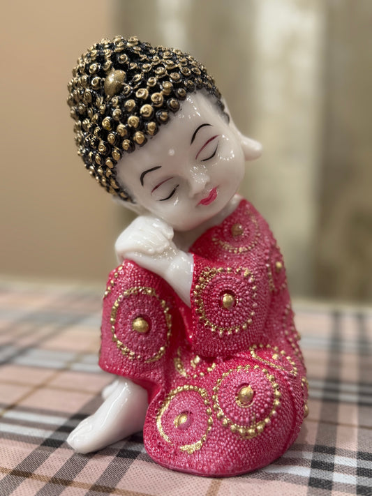 Blissful Baby Buddha in Royal Blue Pink Green| 19cm Resin Figurine