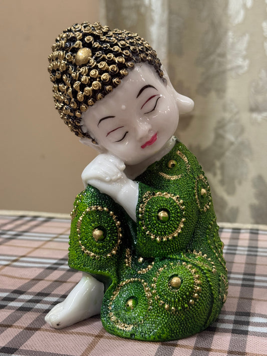 Blissful Baby Buddha in Royal Blue Pink Green| 19cm Resin Figurine