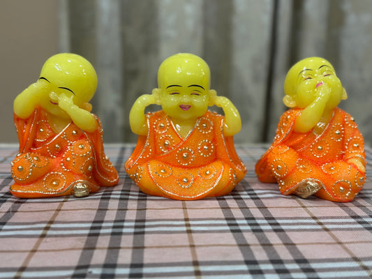 Joyful Monk Trio | Speak No Evil, Hear No Evil, See No Evil | 3-Piece Resin Set