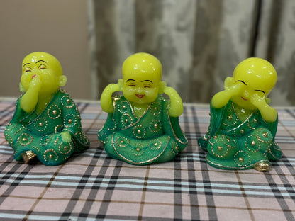 Joyful Monk Trio | Speak No Evil, Hear No Evil, See No Evil | 3-Piece Resin Set