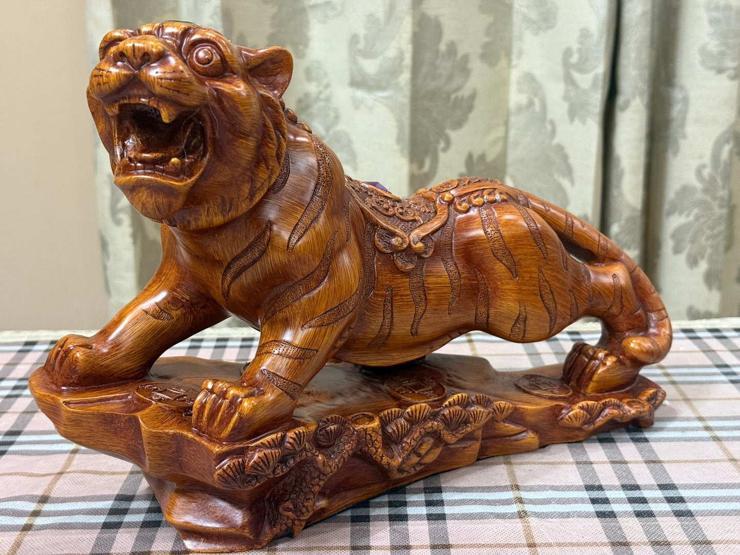 Guardian Tiger | 36cm Faux Wood Resin Sculpture of Power & Protection