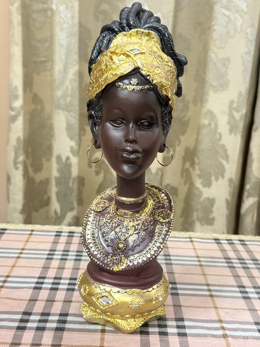 Queen of Grace | 32cm Royal Resin Bust in Gold & Maroon Detailing