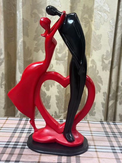 Eternal Embrace | 30cm Abstract Couple Figurine in Red & Black
