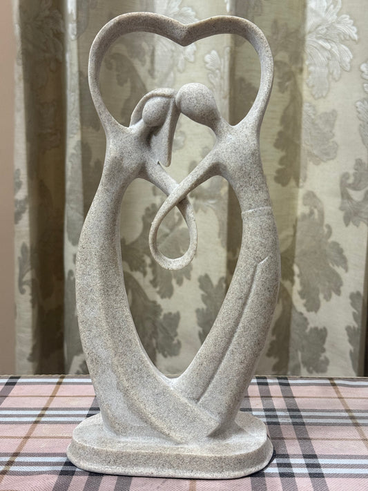 Bound in Silence | 18cm Abstract Stone-Finish Couple Sculpture