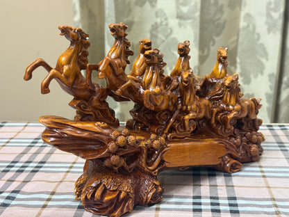 7 Galloping Horses – Wood Finish Showpiece