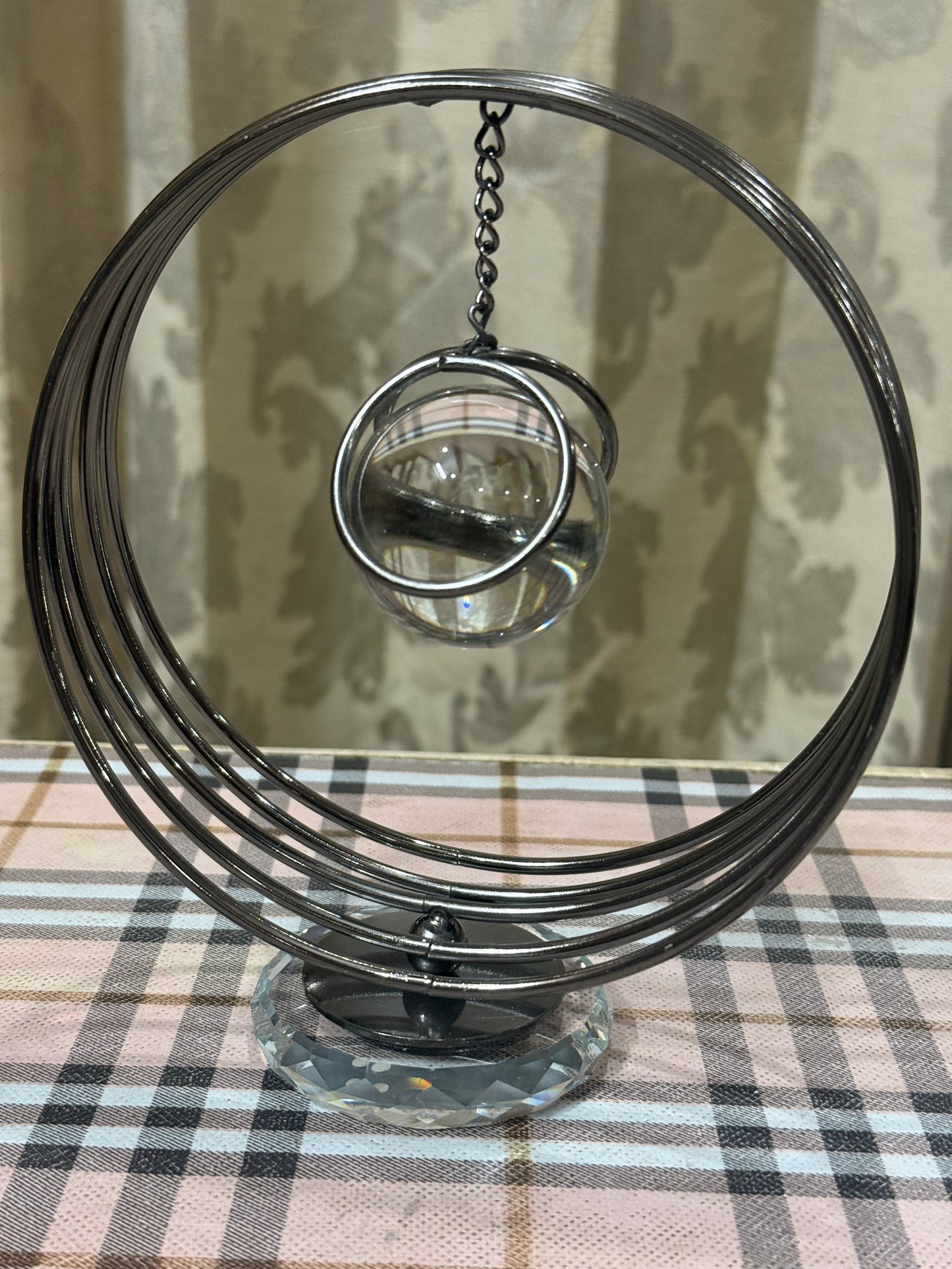 Black Cosmic Orbit Table Decor – Hanging Crystal Sphere Accent