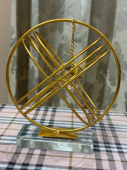 Golden Orbit Harmony – Crystal Suspension Sculpture