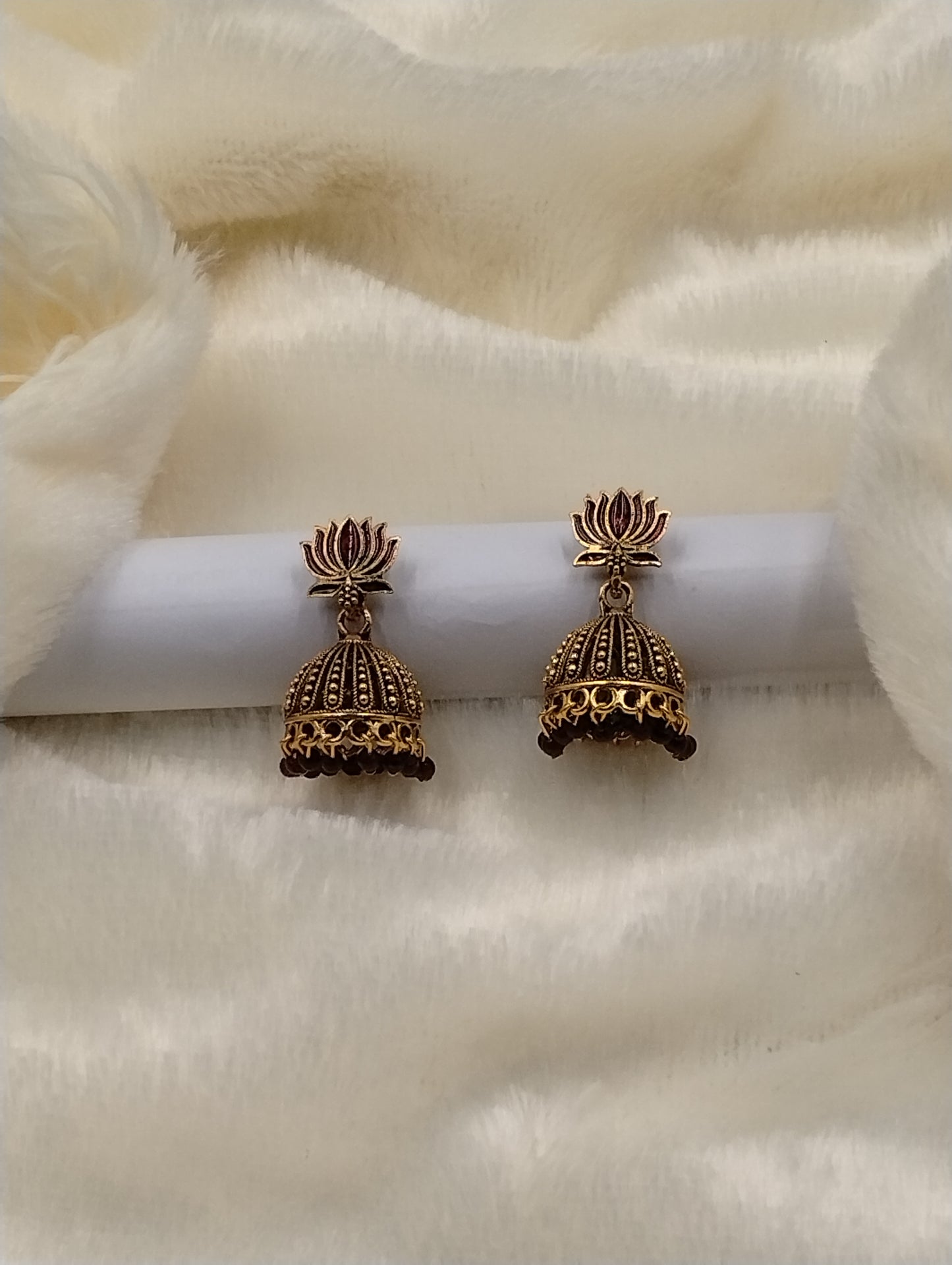 Lotus Aura Antique Jhumka Earrings