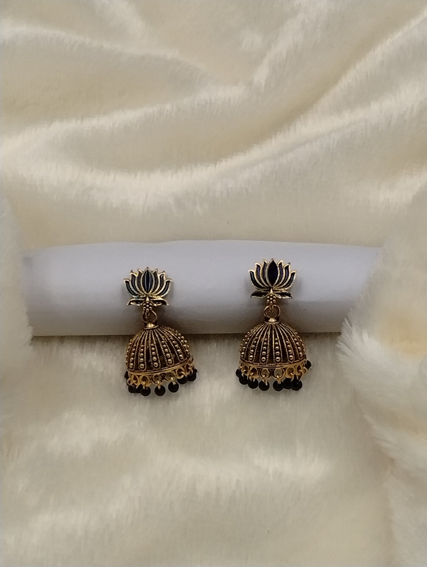 Lotus Aura Antique Jhumka Earrings
