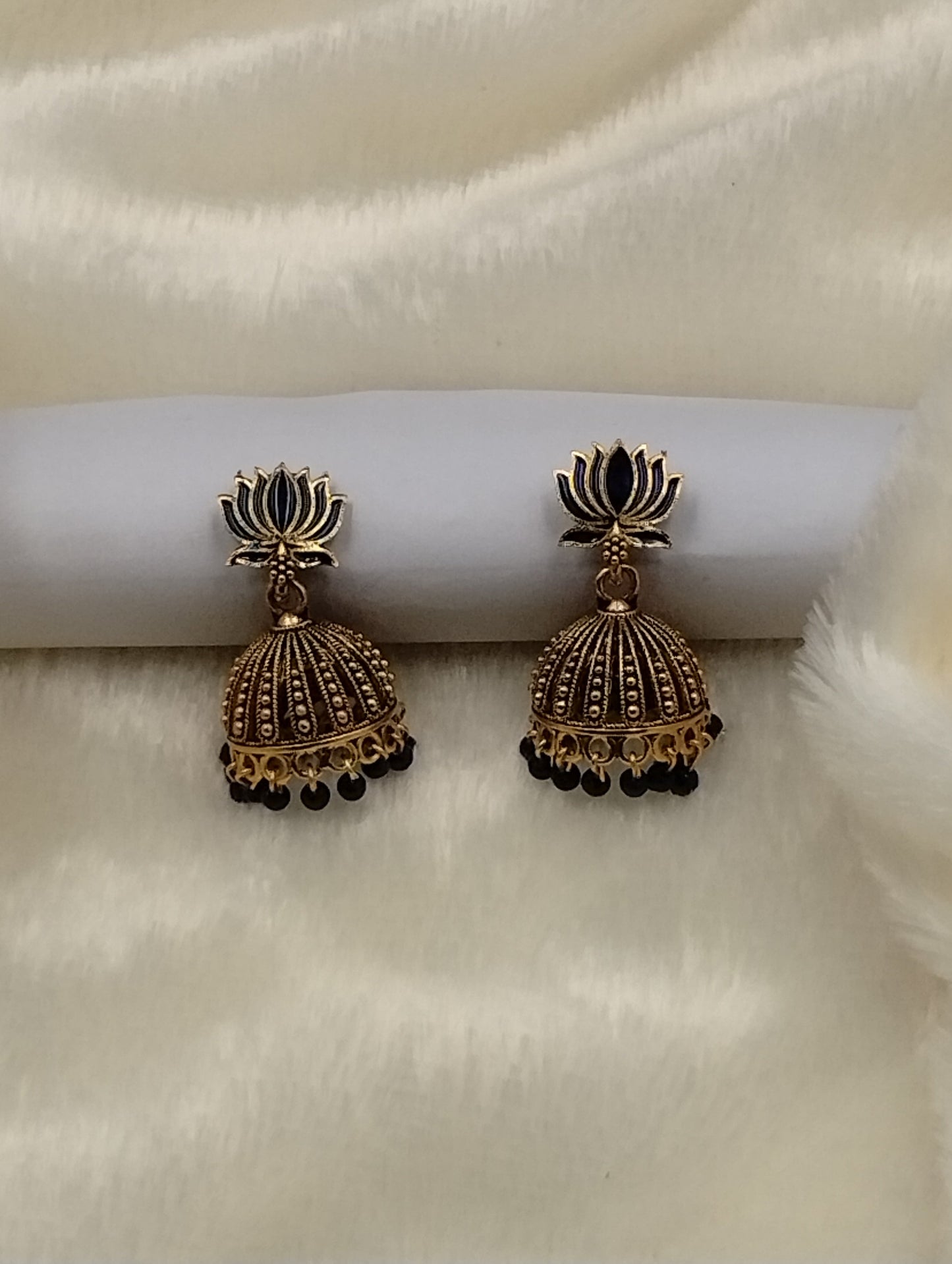 Lotus Aura Antique Jhumka Earrings