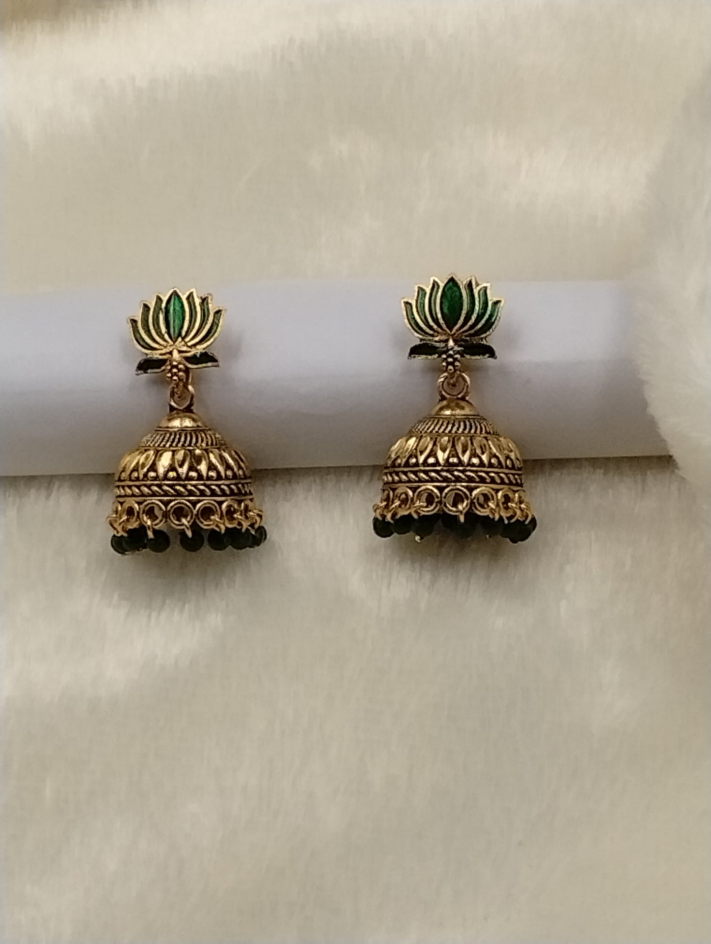 Lotus Aura Antique Jhumka Earrings