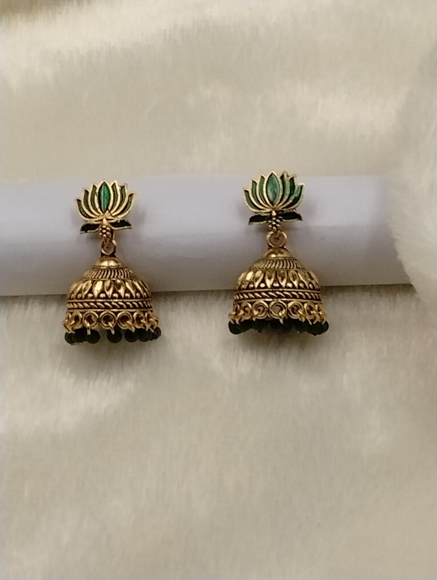 Lotus Aura Antique Jhumka Earrings